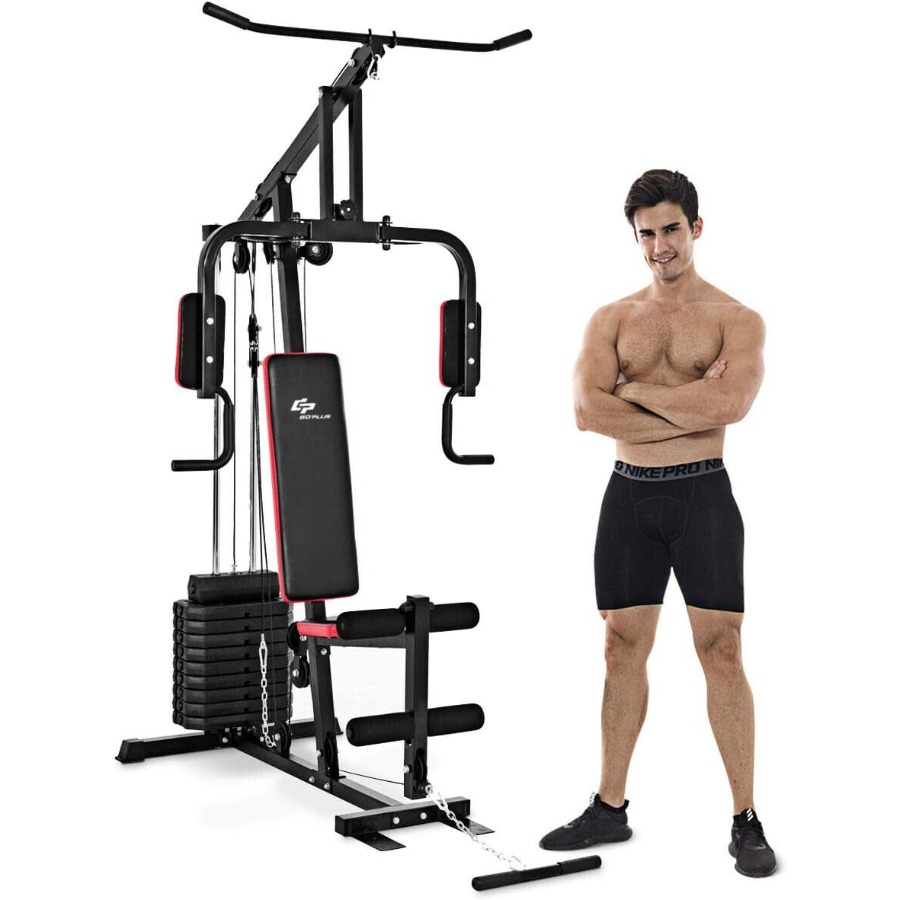 Leg Home Gym Workout - ระบบออกกำลังกายแบบครบวงจรสำหรับใช้ในบ้าน พร้อมชุดน้ำหนัก 100 ปอนด์ และเครื่องออกกำลังกายแบบดึงลง (LAT